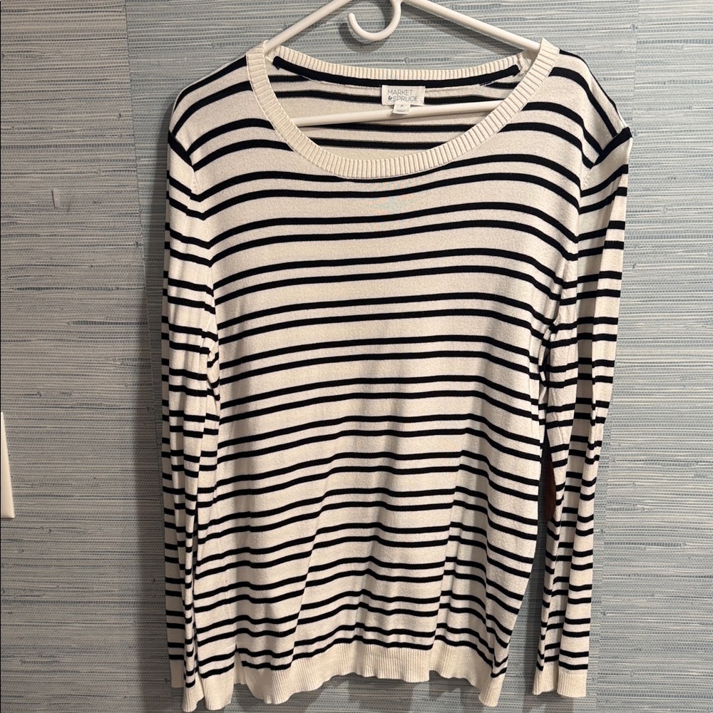 Market & Spruce Navy and Cream Striped Sweater